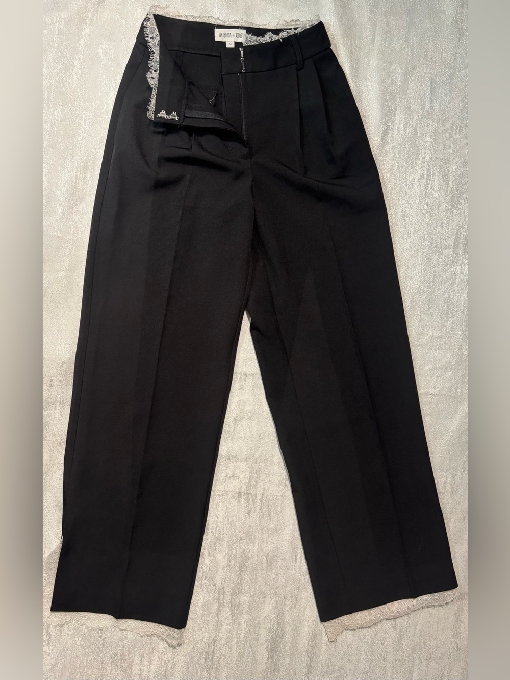 Whiteroom+Cactus Lace Hem Trousers Tailored Dress Pants Classic Straight Fit XS